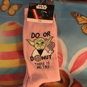 Star Wars Pink Yoda Socks with Donut Design